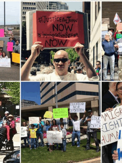 People Power activists protest on the streets for immigrants' rights
