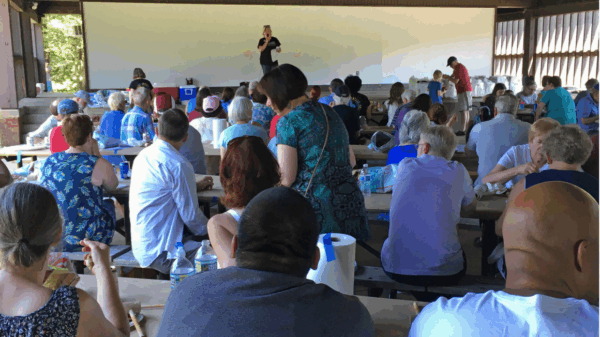ACLU members listened to our Executive Director Claire Gastanaga at the annual CrabFest.
