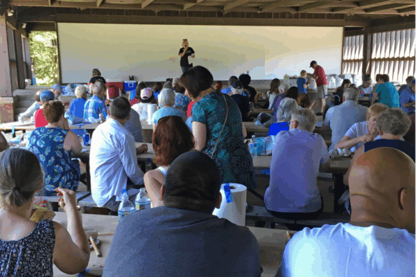 ACLU members listened to our Executive Director Claire Gastanaga at the annual CrabFest.