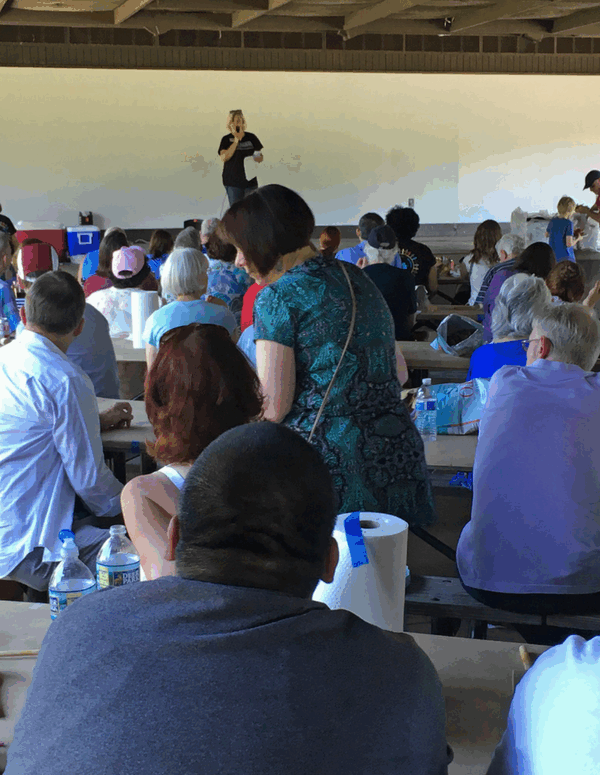 ACLU members listened to our Executive Director Claire Gastanaga at the annual CrabFest.