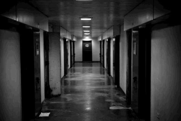 two lines of jail cells facing each other