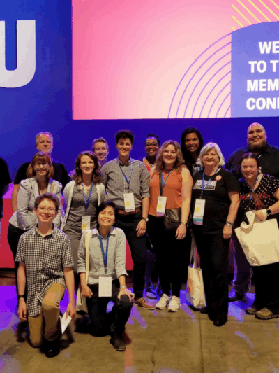 The ACLU of Virginia, along with 13-year-old activist Henry Haggard, against the stage at the ACLU National Membership Conference in Washington D.C. in the summer of 2018