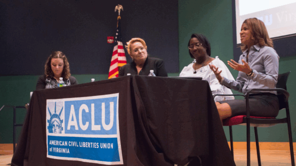 Panelists Kemba Smith, Angela Antoine, and Heidi Christiansen spoke at the 2018 ACLU-VA Annual Meeting