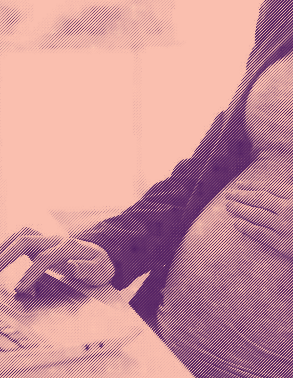 engraved photo of a pregnant woman working on a laptop