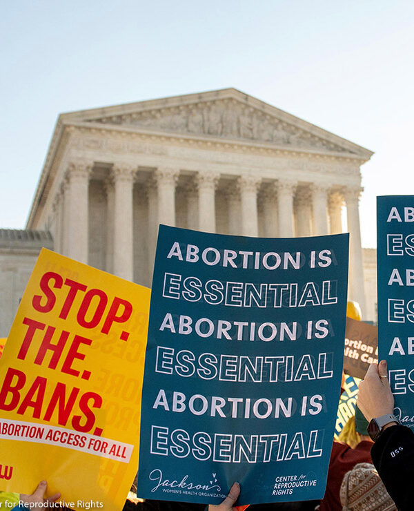 Pro-abortion signage in front of the Supreme Court.