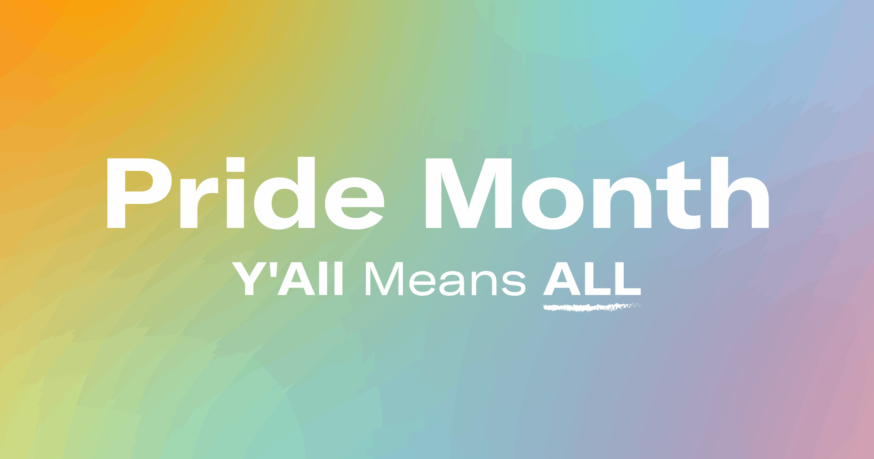 On a rainbow gradient background, the white text "Pride Month Playlist" is centered in the graphic.