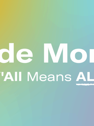 On a rainbow gradient background, the white text "Pride Month Playlist" is centered in the graphic.