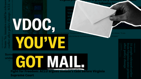Text says: "VDOC, You've got mail." To the right is a hand with an envelope.
