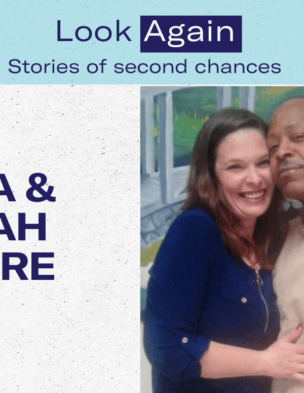 Photo of Sarah and Vega Moore hugging each other during prison visit