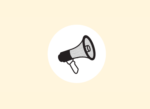 A megaphone in a circle.