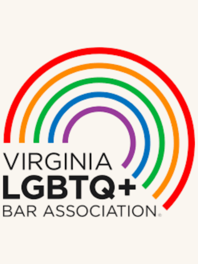 Under an icon of a rainbow is text that says, "Virginia LGBTQ+ Bar Association."