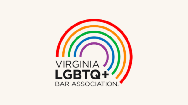 Under an icon of a rainbow is text that says, "Virginia LGBTQ+ Bar Association."