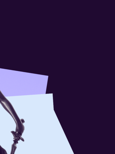 Lady justice over abstract shapes.