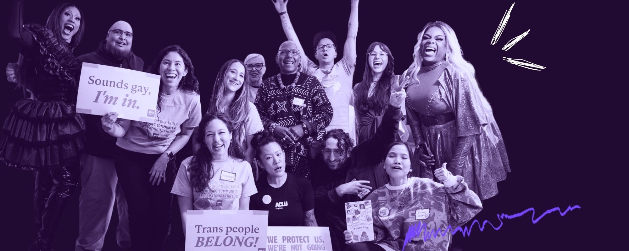 Graphic of ACLU-VA team at trans joy event