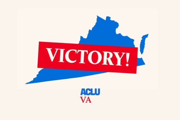 map of Virginia with the word "Victory!" over it