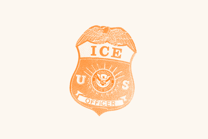 An ICE badge in orange.