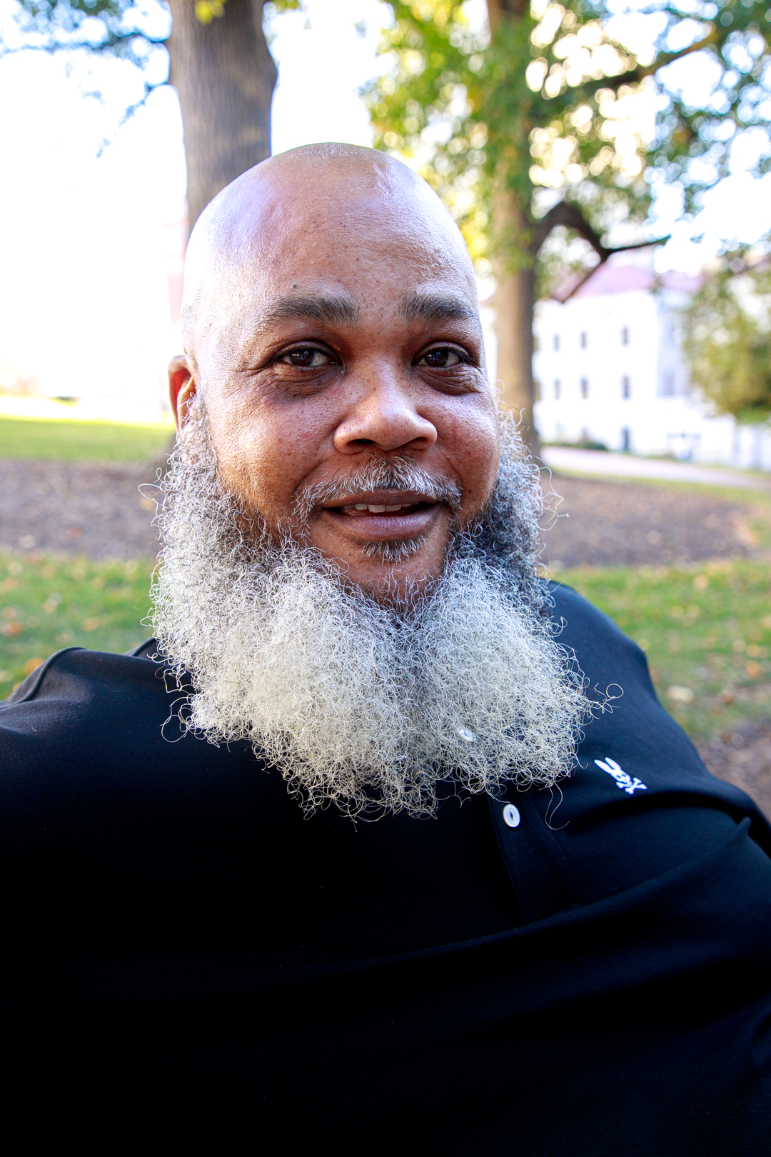 Tati looks straight at the camera and smiles a sweet smile