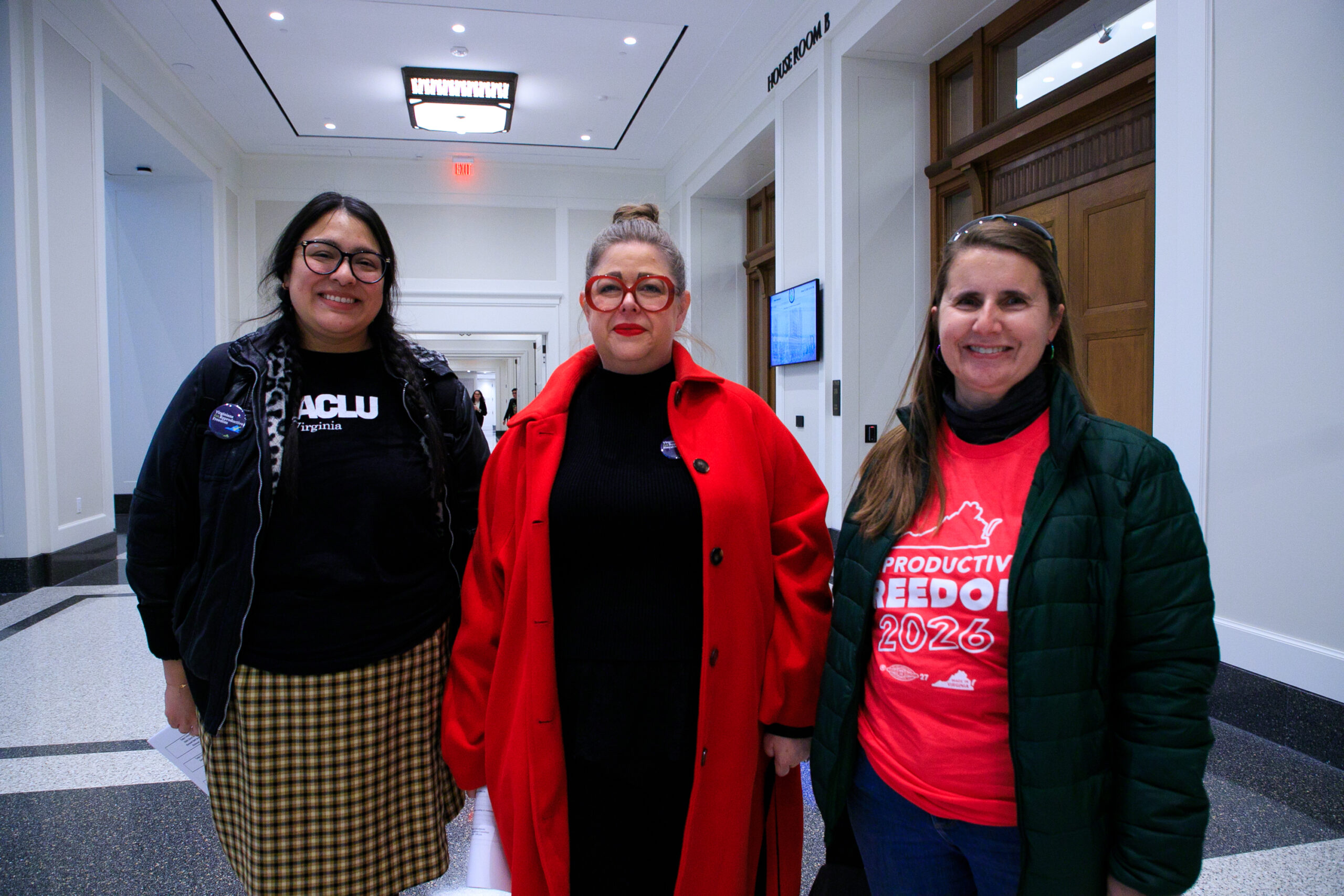 Heather brings two ACLU-VA volunteers to the Virginia General Assembly to support reproductive freedom.