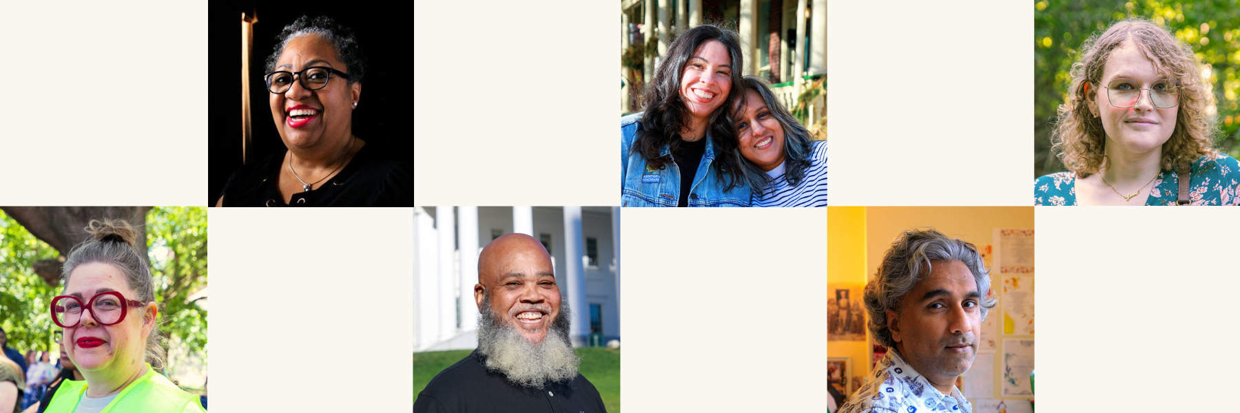 a collage with photos of a diverse group of Virginians featured in We The People of Virginia storytelling project