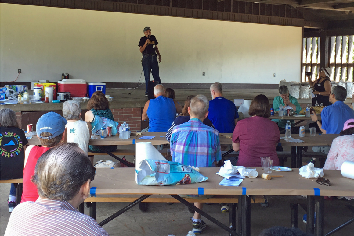 ACLU-VA Board President Steve Levinson spoke to members of the ACLU-VA's Northern Virginia chapter at their annual 2017 CrabFest
