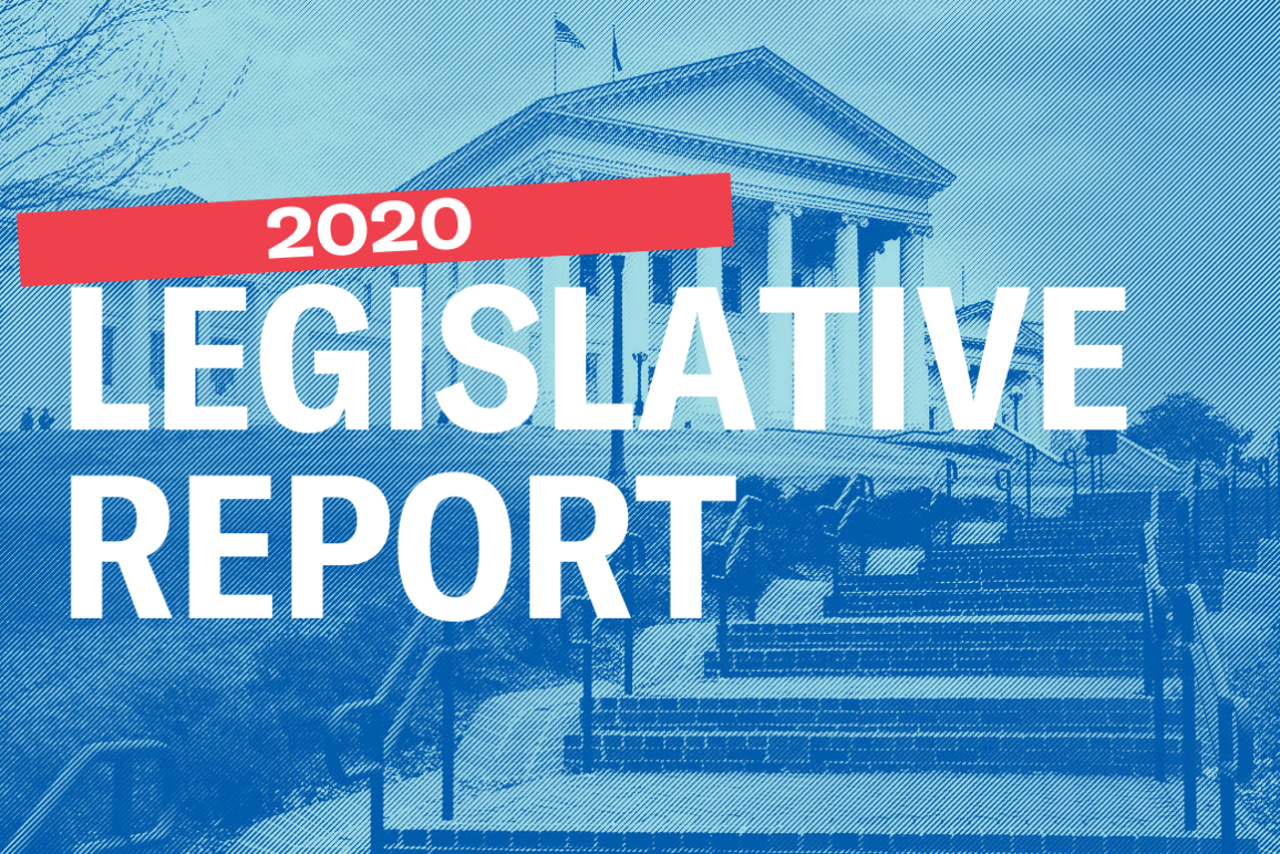 Virginia Capitol in the background with the text "2020 Legislative Report" in front