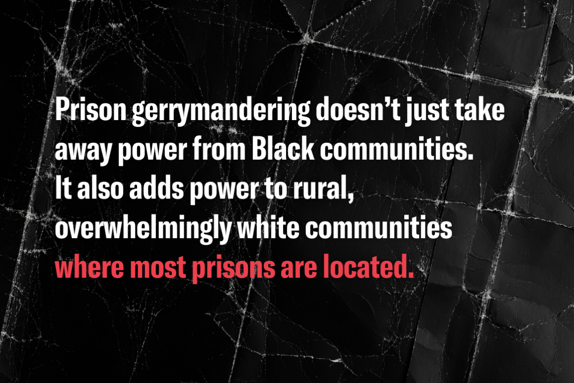 A graphic describing prison gerrymandering.