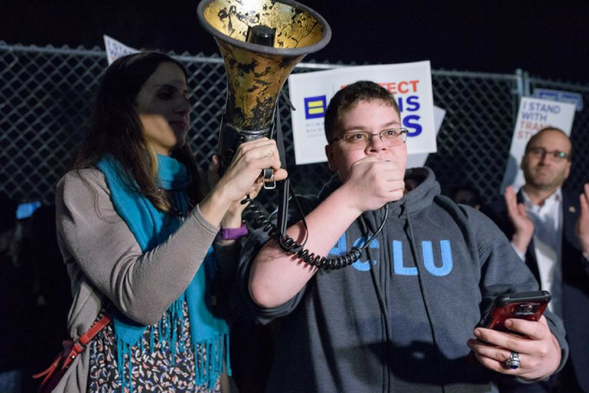 Gavin Grimm spoke at a pro-LGBT rally in DC