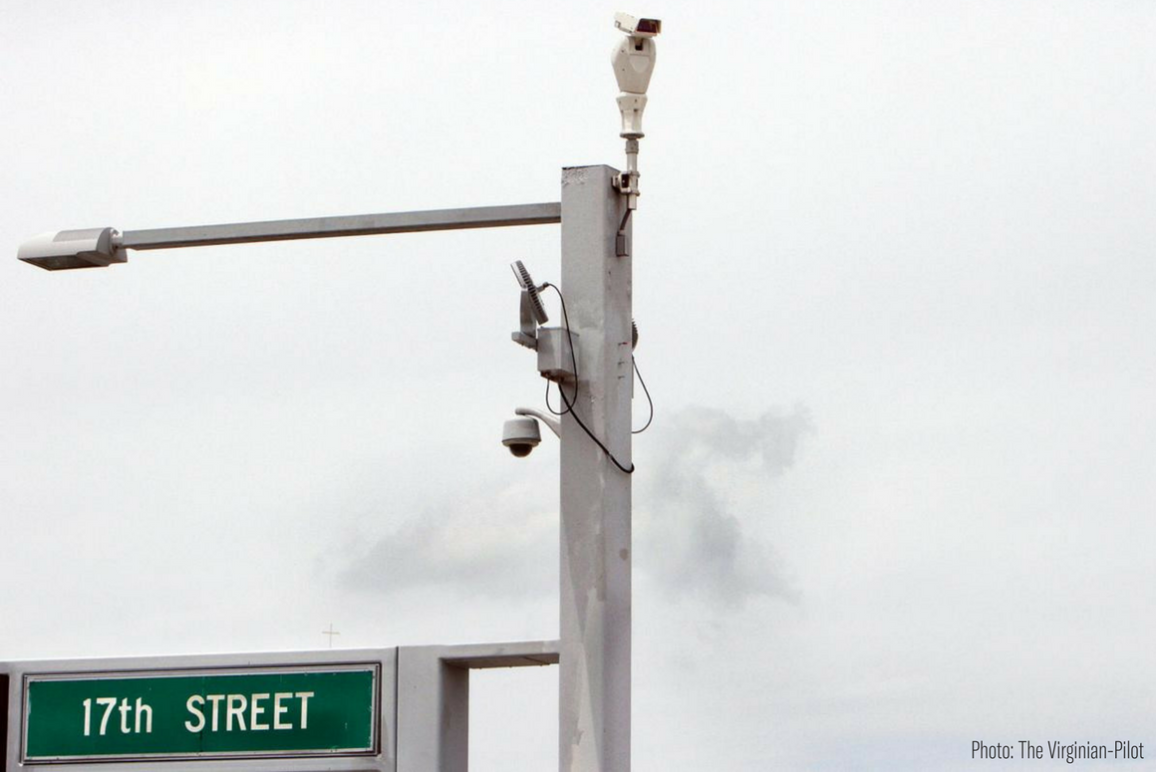 Surveillance cameras at the corner of 17th Street in Virginia Beach