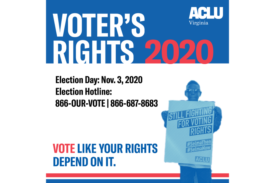 graphic that says "Voter's Rights 2020"