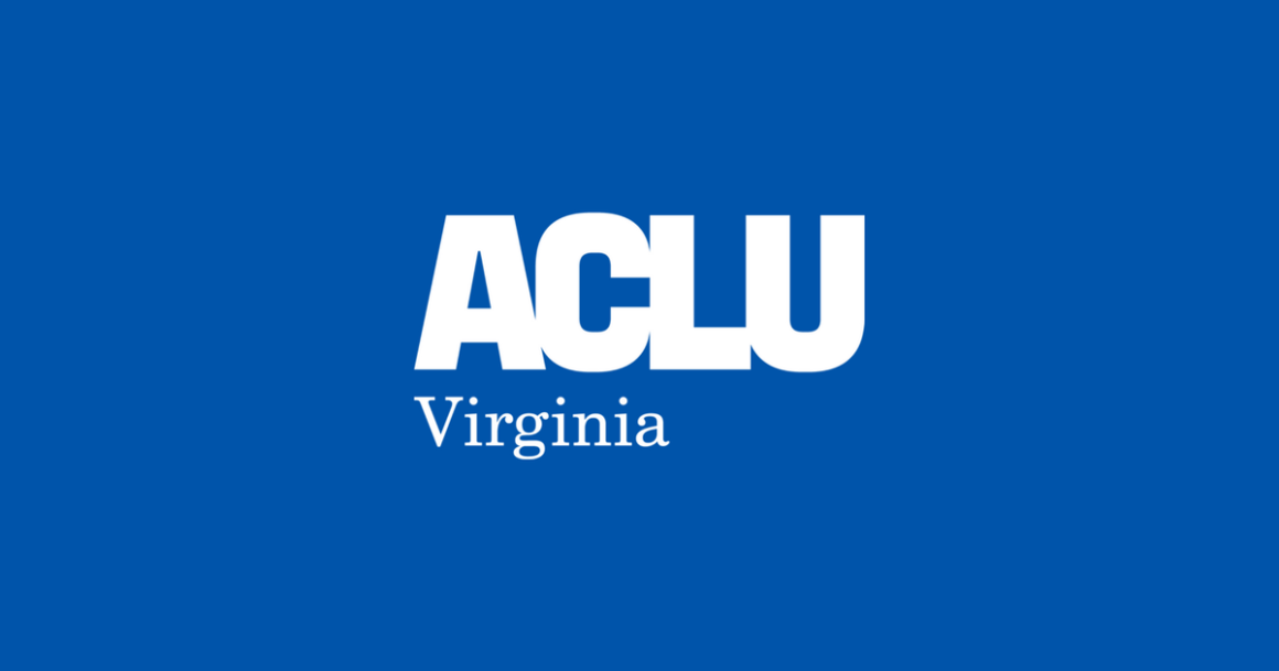 A picture of the ACLU-VA logo on dark blue background