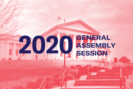 banner that says "2020 General Assembly Session" with the Capitol in the background
