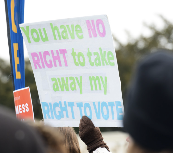 Right to Vote Protest Sign