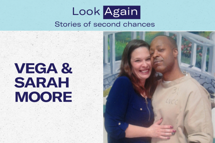 Photo of Sarah and Vega Moore hugging each other during prison visit 