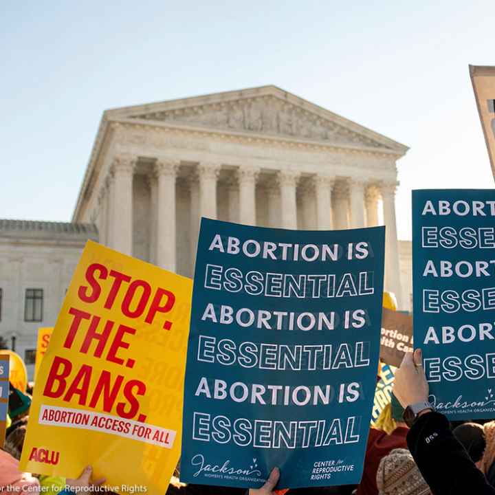 Pro-abortion signage in front of the Supreme Court.